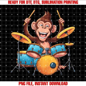 Cute Monkey Playing Drums Monkey Lover Teescute Monkey Playing Drums Monkeys Drummer Music Tee