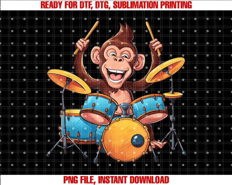 Cute Monkey Playing Drums Monkey Lover Teescute Monkey Playing Drums Monkeys Drummer Music Tee