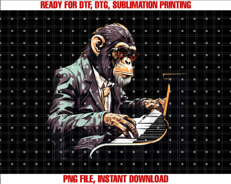 Cute Monkey Playing Piano Monkeys Lover Apparelcute Monkey Playing Piano Monkeys Musician Music Tee