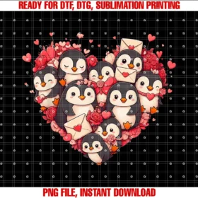 Cute Penguin Lovers Valentine Costume Women Menfunny Penguin Heart Valentine Penguin Womens Mens Kids Tee