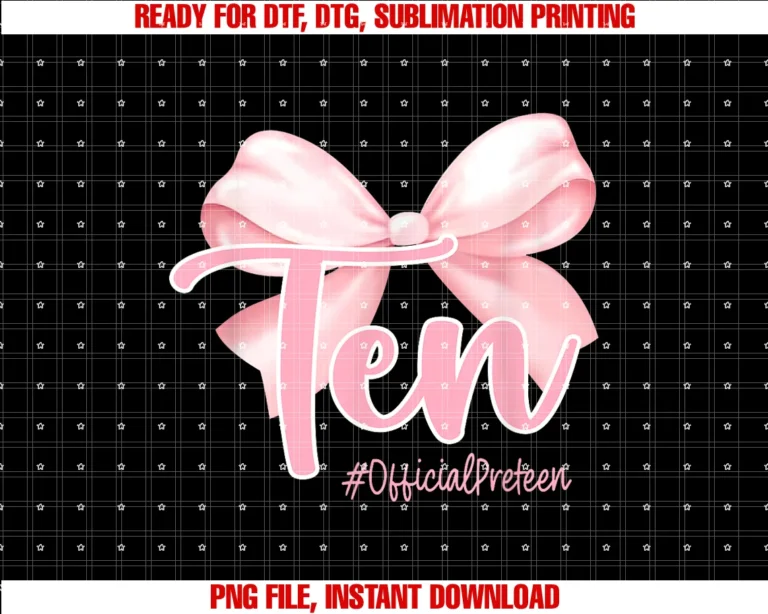 Cute Pink Bow 10th Birthday Shirt 10 Yrs Old Giftten Official Pre Teen Coquette 10th Birthday Girl 10 Year Tee