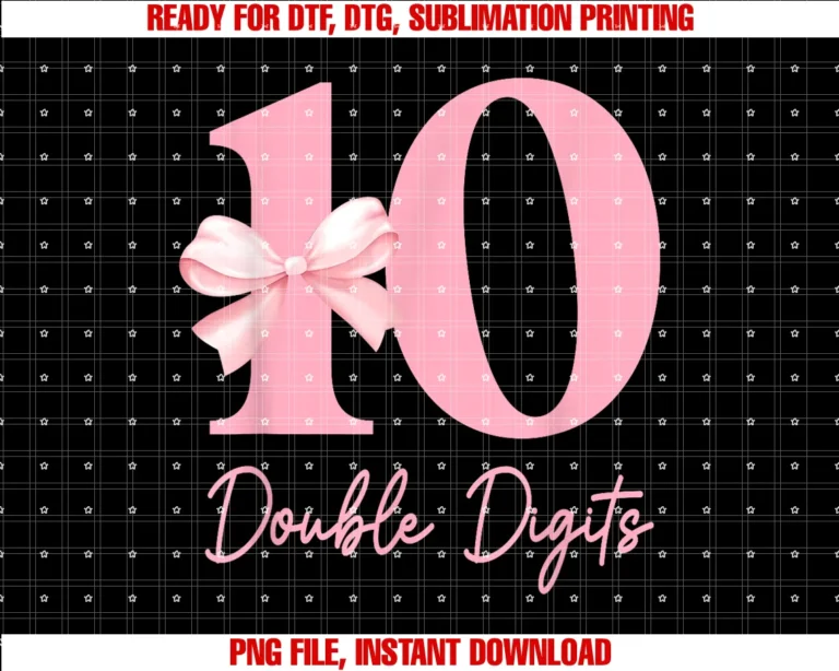 Cute Pink Bow 10th Birthday Shirt 10 Yrs Old Gifts10 Double Digits 10th Birthday Girl Coquette 10 Year Old Tee