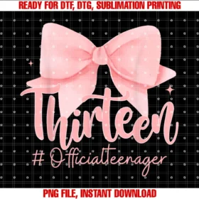 Cute Pink Bow 13th Birthday Tee 13 Yrs Old Cothir Teen Official Teenager Coquette 13th Birthday Girl Teen Tee