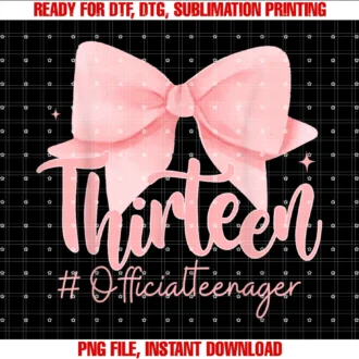 Cute Pink Bow 13th Birthday Tee 13 Yrs Old Cothir Teen Official Teenager Coquette 13th Birthday Girl Teen Tee