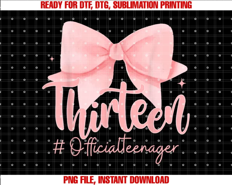 Cute Pink Bow 13th Birthday Tee 13 Yrs Old Cothir Teen Official Teenager Coquette 13th Birthday Girl Teen Tee