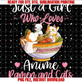 Cute Ramen Anime Cat Lovers Teens Girl Otaku Giftsjust a Girl Who Loves Anime Ramen and Cats Kawaii Manga Teen Tee