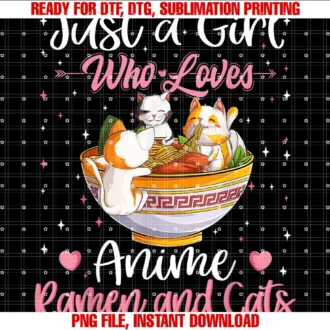 Cute Ramen Anime Cat Lovers Teens Girl Otaku Giftsjust a Girl Who Loves Anime Ramen and Cats Kawaii Manga Teen Tee
