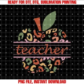 Cute Teacher Outfitsteacher Cute Leopard Apple Back to School Teacher  PNG, Sublimation Design