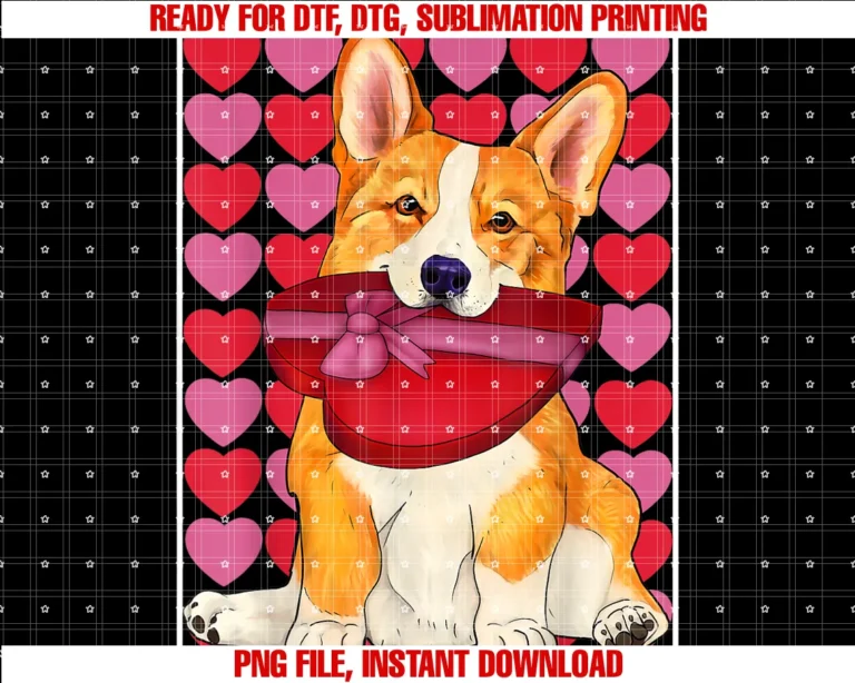 Cute Valentines Animalsvalentines Day Corgi With a Red Heart Box Tee