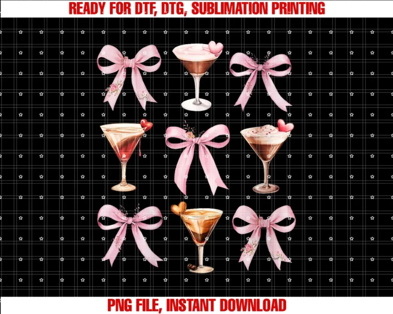 Cute Valentines Coquette Espresso Martini Graphicwomens Espresso Martini Pink Bow Heart Valentine for Girl Women V Neck Tee