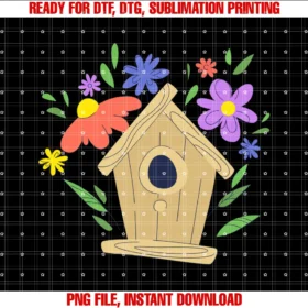Cute Womens Summer Bird Nature Beach Teescute Womens Whimsical Bird House Nature Lover  PNG, Sublimation Design