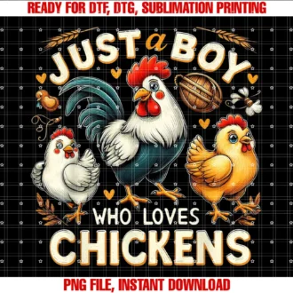 Cute Clothing Just a Boy Who Loves Chickensjust a Boy Who Loves Chickens Farm Chicken Animal Lover Tee