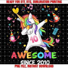 Dabbing Unicorn Birthday Appareldabbing Unicorn Awesome Since 2010 10th Birthday Tee